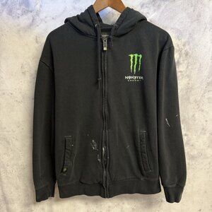 Vintage Monster Energy Hoodie Sweatshirt Mens Medium Black Unleash The Beast